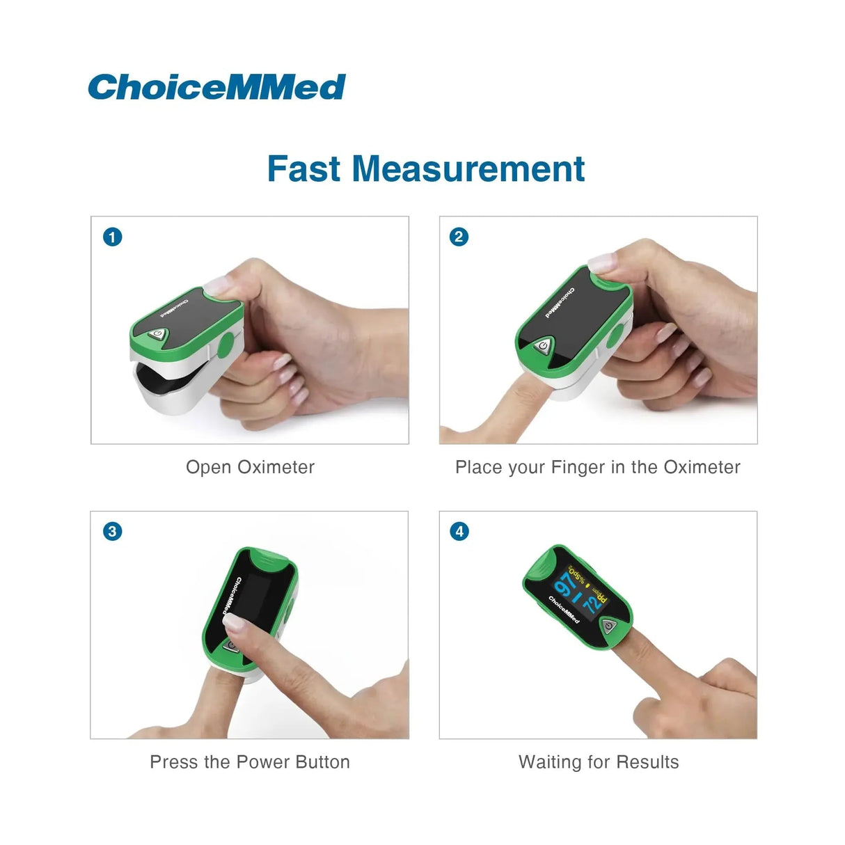 ChoiceMMed Finger Pulse Oximeter - Green - Paramedic Shop