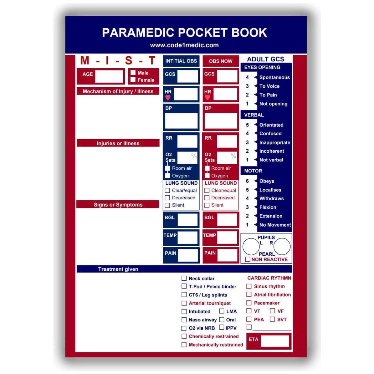 Paramedic Shop Code 1 Medic Cards Paramedic Pocket Book 2023