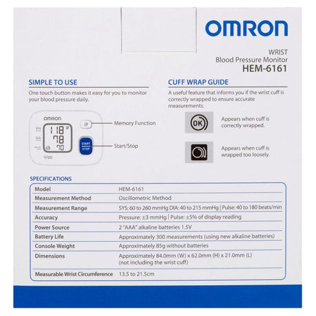Omron HEM6161 Wrist Blood Pressure Monitor (AU & NZ) - Paramedic Shop