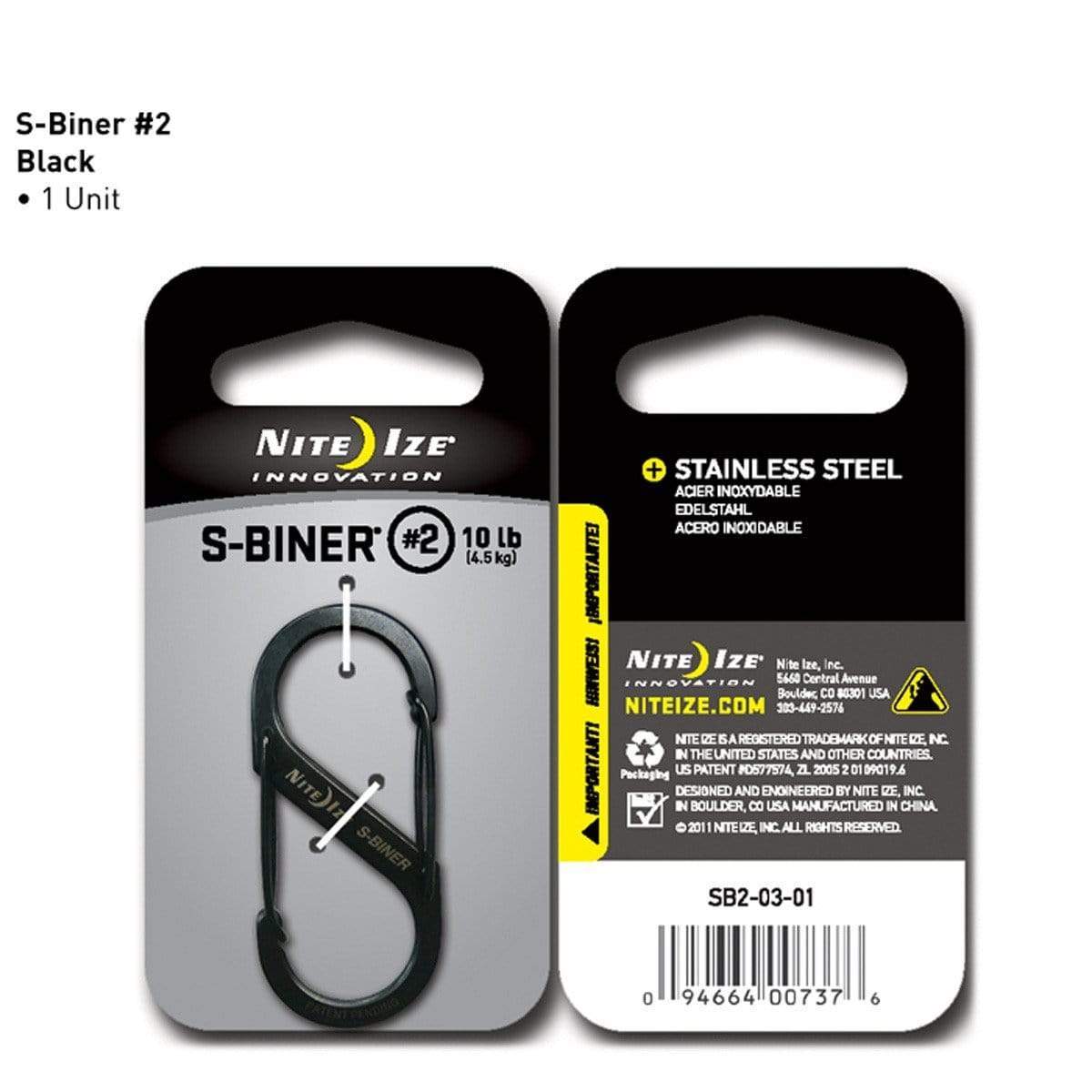 Paramedic Shop Zen Imports Pty Ltd Tools Stainless Steel - Black Nite Ize S-Biner #2 Dual Carabiner