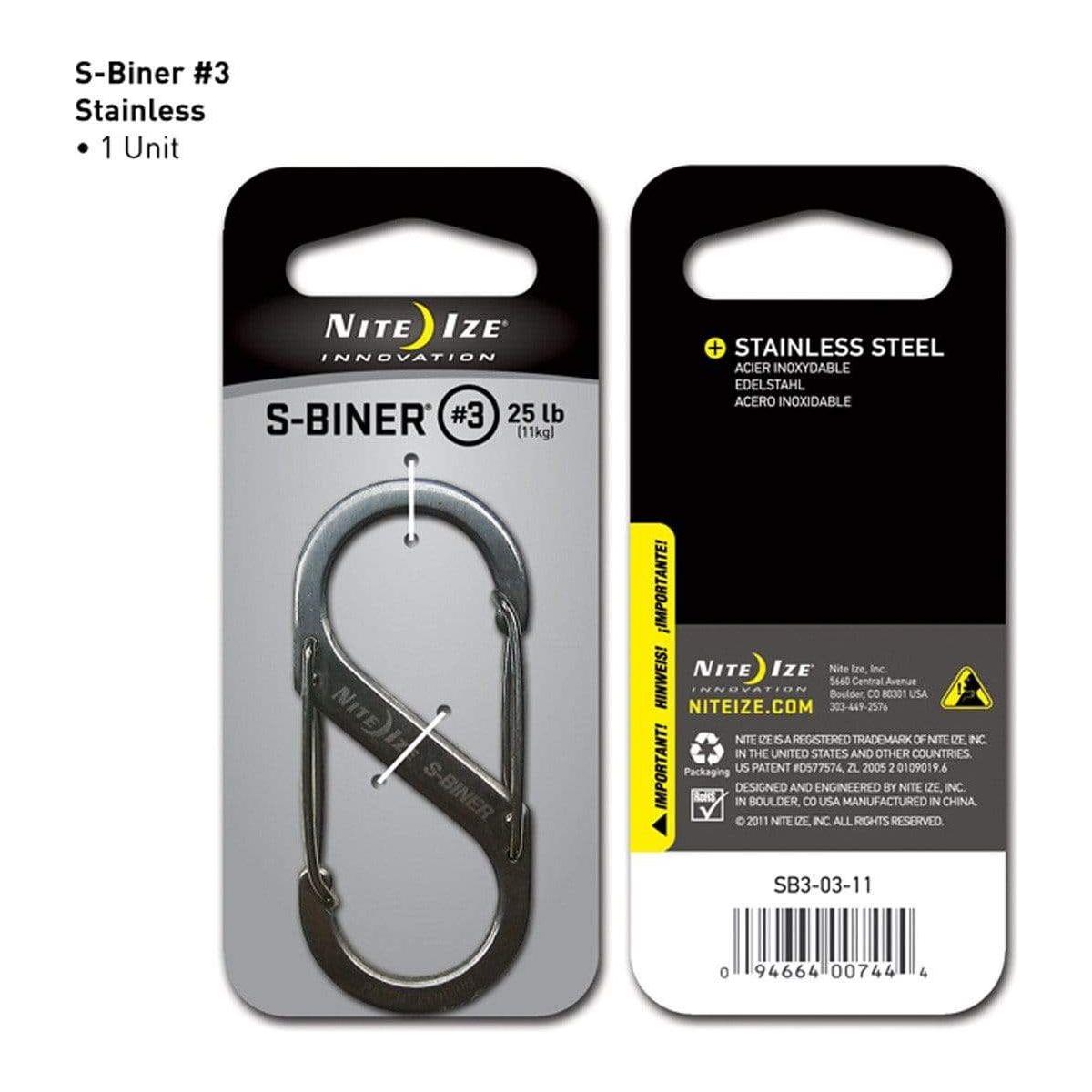 Paramedic Shop Zen Imports Pty Ltd Tools Stainless Steel Nite Ize S-Biner #3 Dual Carabiner